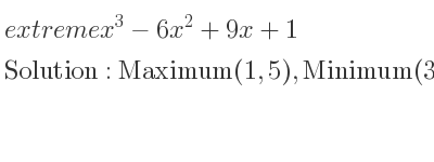The extreme x^3-6x^2+9x+1 is Maximum(1,5),Minimum(3,1)